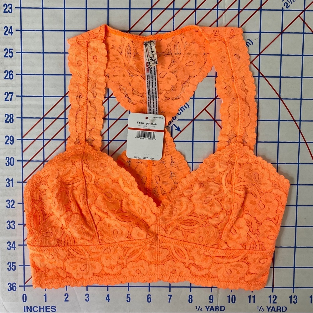 Intimately Free People Galloon Lace Racerback Bralette Extra Small Orange